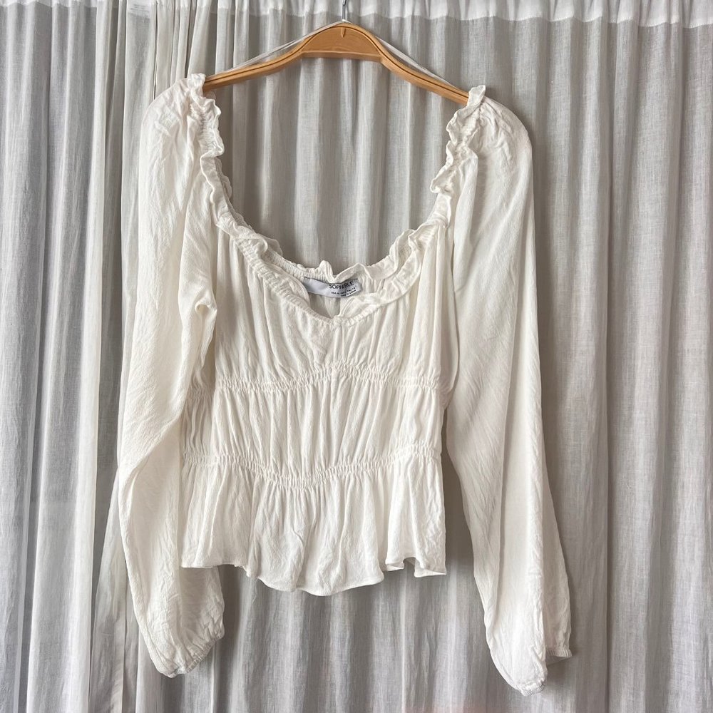 SOPHIE RUE White Peasant Crop‎ Top